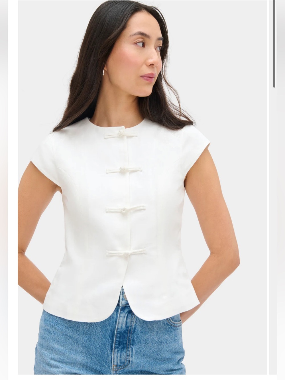 NWT ALIGNE Connie Round Neck Linen Top in White / Size 0